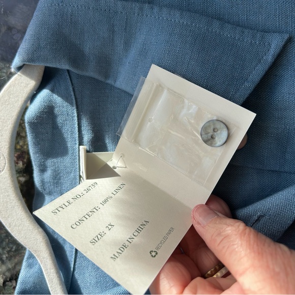 NWT Vintage Linen Norm Thompson Full Button Down Short Sleeve Dress. Collar. 2X - Picture 10 of 16